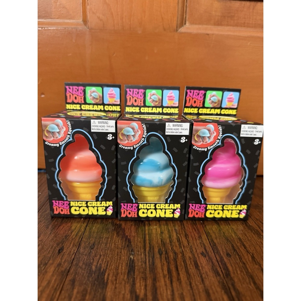 NeeDoh NICE CREAM CONE Ice Cream Squishy Toy Authentic LOT OF 3